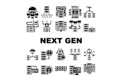 next gen data center virtual icons set vector Product Image 1