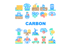 carbon capture sequestration icons set vector Product Image 1