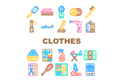 clothes care laundry ironing icons set vector Product Image 1