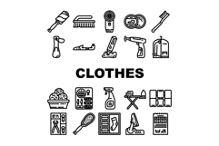 clothes care laundry ironing icons set vector Product Image 1