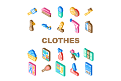 clothes care laundry ironing icons set vector Product Image 1