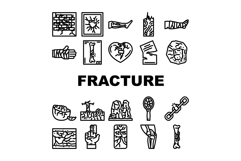 fracture break bone icons set vector Product Image 1