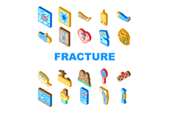 fracture break bone icons set vector Product Image 1