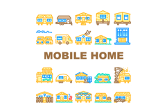 mobile home trailer icons set vector Product Image 1