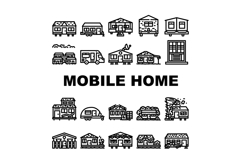 mobile home trailer icons set vector Product Image 1