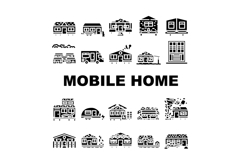 mobile home trailer icons set vector Product Image 1