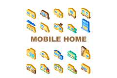 mobile home trailer icons set vector Product Image 1