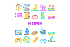 multi species home icons set vector Product Image 1
