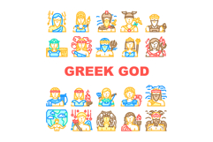 greek god zeus, hera, poseidon icons set vector Product Image 1