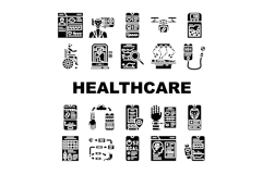 healthcare innovations icons set vector Product Image 1