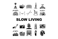 slow living mindfulness icons set vector Product Image 1