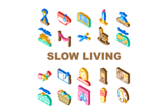 slow living mindfulness icons set vector Product Image 1