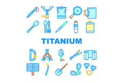 titanium accessories jewelry icons set vector Product Image 1