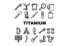 titanium accessories jewelry icons set vector Product Image 1