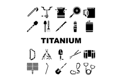 titanium accessories jewelry icons set vector Product Image 1