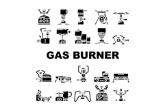 gas burner stove cooktop icons set vector Product Image 1