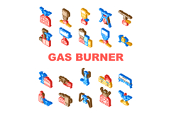 gas burner stove cooktop icons set vector Product Image 1