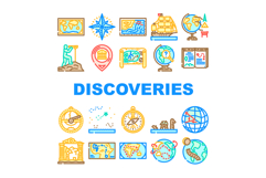 great geographical discoveries icons set vector Product Image 1
