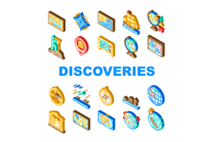 great geographical discoveries icons set vector Product Image 1