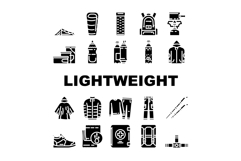 lightweight backpacking icons set vector Product Image 1