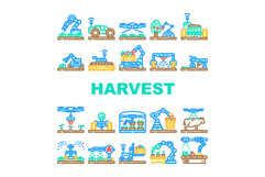 robot harvests automation icons set vector Product Image 1