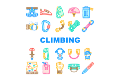 rock climbing bouldering icons set vector Product Image 1
