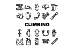 rock climbing bouldering icons set vector Product Image 1