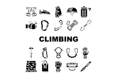 rock climbing bouldering icons set vector Product Image 1