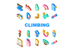 rock climbing bouldering icons set vector Product Image 1