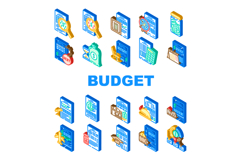 budget planning finance icons set vector Product Image 1