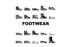 footwear tourism sandals boots icons set vector Product Image 1