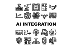 ai integration deep learning icons set vector Product Image 1