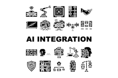 ai integration deep learning icons set vector Product Image 1