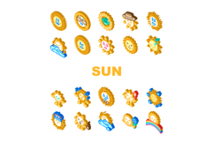 cute sun character icons set vector Product Image 1