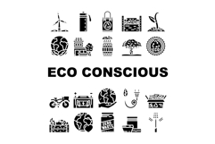 eco conscious sustainability icons set vector Product Image 1