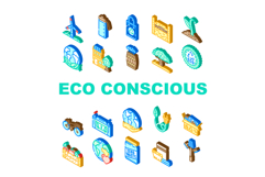 eco conscious sustainability icons set vector Product Image 1