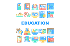 education platform elearning icons set vector Product Image 1