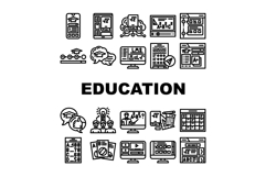 education platform elearning icons set vector Product Image 1