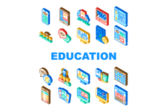 education platform elearning icons set vector Product Image 1