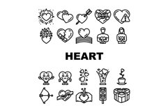 heart love romance icons set vector Product Image 1