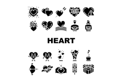 heart love romance icons set vector Product Image 1
