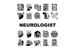 neurologist brain neurons icons set vector Product Image 1