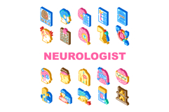 neurologist brain neurons icons set vector Product Image 1