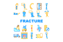 fracture injury bone break icons set vector Product Image 1