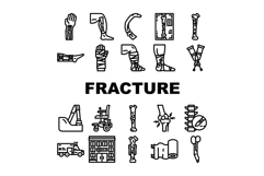 fracture injury bone break icons set vector Product Image 1
