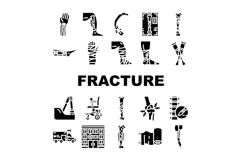 fracture injury bone break icons set vector Product Image 1
