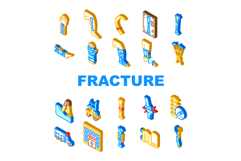 fracture injury bone break icons set vector Product Image 1