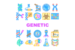 genetic engineering crispr gene icons set vector Product Image 1