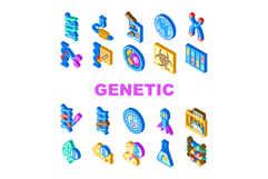 genetic engineering crispr gene icons set vector Product Image 1