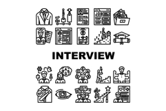 job interview hr preparation icons set vector Product Image 1